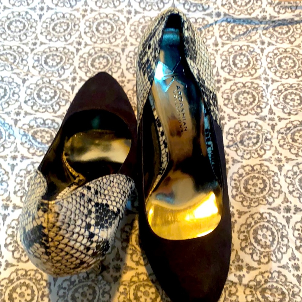 Black snake skin heels